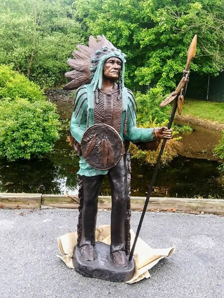 Chief With Spear Life Size Bronze Sculpture Spear Native American Art